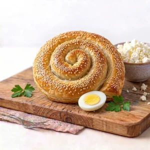 בורקס גבינה מוגש עם טחינה בצד